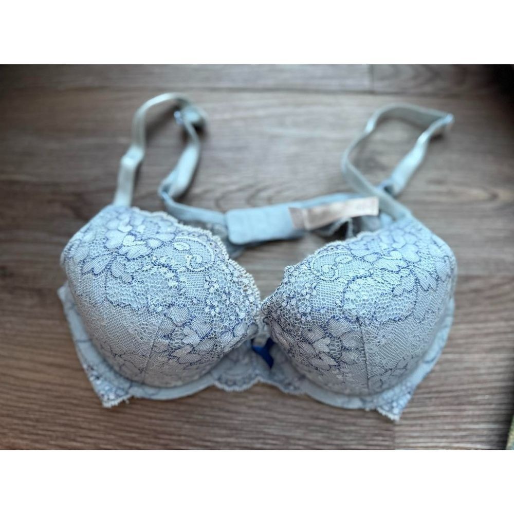 Victorias Secret Dream‎ Angels Light Blue Floral Lace Push Up Bra 32C Underwire